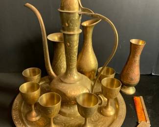 Vintage Brass Coffee Set From Pakistan  More