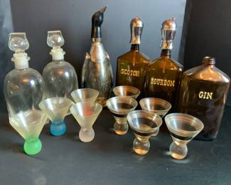 Vintage Liquor Decanters  Shot Glasses