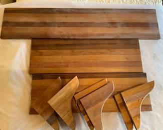 Three Butcher Block Wood Shelves
