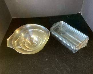 Vintage Pyrex Measuring Cups  Fire King Glass Loaf Pan With Lid