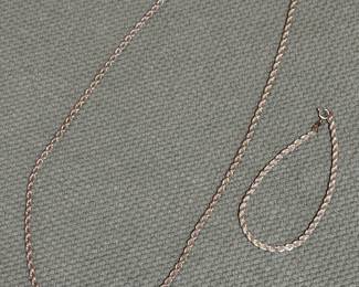 Sterling Silver Chain Necklace & Bracelet 