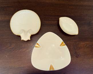 Vtg Lenox Triangular Ashtray, Sea Shell Trinket Dish, & Nut Dish 