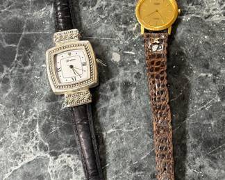 Vtg. Brighton Toulouse Square Dress Watch Black Leather Band &  Vtg. Women’s Citizen Noblia Leather Strap Watch 