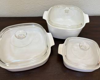 Assorted Sizes - Pyrex White Casserole Dishes W/Lid 