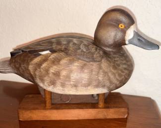 Wooden Carved Decoy Bluebill W/Glass Eyes Signed John Nemazi 1986 Best Of Show!