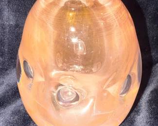 Vtg Italian Heavy Glass Egg W/Brass Pedestal 