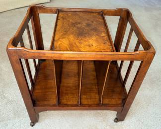 MCM Baker Furniture Magazine/Record Rack W/Burrow Walnut Panel