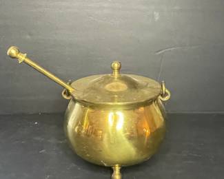 Brass Smudge Pot with Lid and Wand