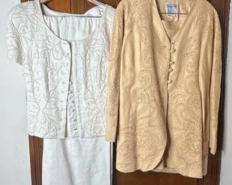 Vtg Marie St Clare Embroidered Jacket and Skirt Set