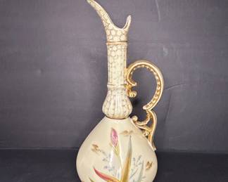 Vintage Ceramic Ewer with Floral Motif