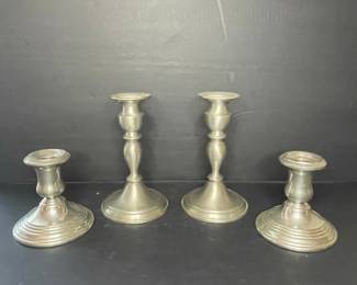 WEB Pewter Weighted Candlesticks Vtg