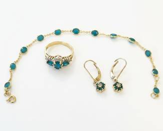 14K Gold Ring, Bracelet, and Earrings 