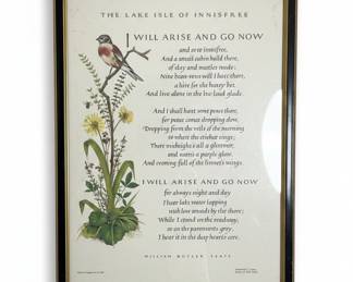 William Butler Yeats "The Lake Isle of Innisfree" Framed Print