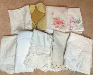 Vintage Embroidered and Printed Cotton Pillowcases
