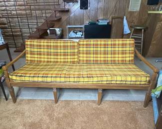 Vintage Yellow and Orange Plaid Sofa