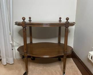 Vintage Two-Tiered Mahogany Serving Cart
