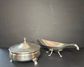 BISCO Pewter Covered Dish and Gravy Boat