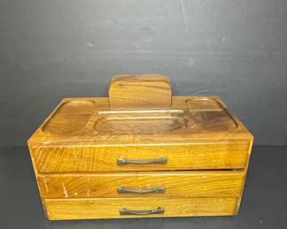 Vintage Wooden Valet Box with Drawers