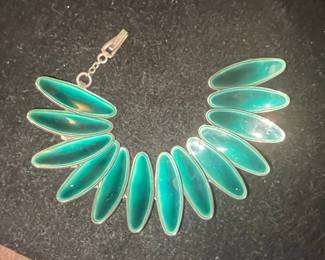 Sterling Enamel Leaf Link Bracelet