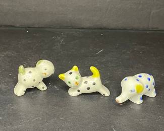 Polka Dot Ceramic Animal Figurines (Dog, Cat, Elephant)
