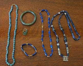 Jade and Lapis Lazuli Jewelry Vtg