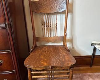 Oak Side Chair with Carved Back