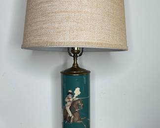 Vintage Equestrian Scene Table Lamp