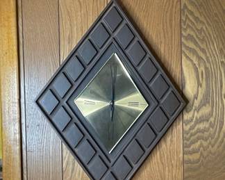 Mid-Century Modern Diamond Pattern Wall Clock