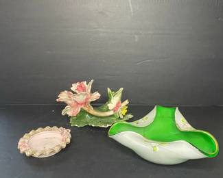 Capodimonte Porcelain Figurine and Italian Art Glass Bowl