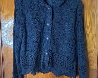 E. Clair Designs Navy Blue Crochet Cardigan