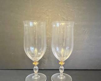 Clear Glass Goblets with Gold Accents
