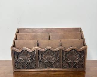 Carved Wood Letter Sorter with Floral Motifs