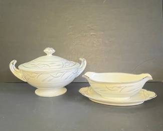 Valmont China "Royal Wheat" Covered Casserole Dish and Gravy Boat with Underplate