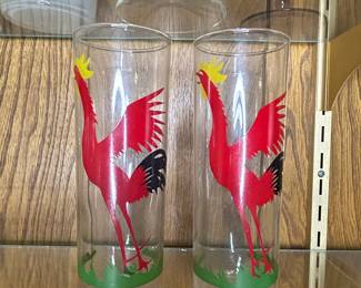 Federal Glass Rooster Tumbler Glasses
