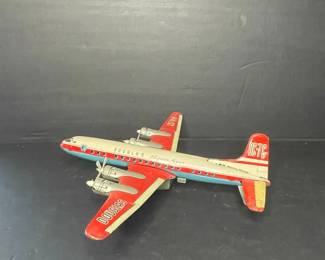 Vintage Tin Lithograph Douglas "Seven Seas" Toy Airplane