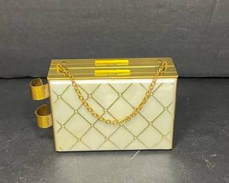 Vintage Quilted Vanity Case with Chain