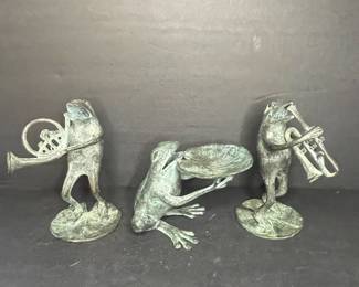 Bronze Frogs Playing Musical Instruments