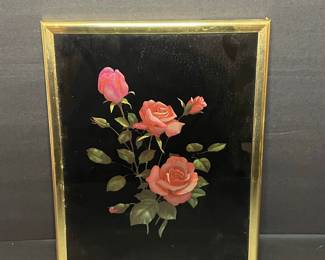 Framed Floral Print with Roses