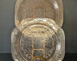 Pink Depression Glass Plates Vtg