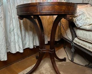 Vintage Drum Table with Pedestal Base