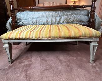 Vintage Louis XVI Style Upholstered Bench