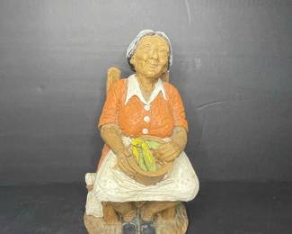 Grandma Sitting with Basket Figurine