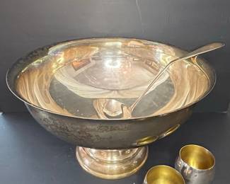 Sheridan Silverplate Punch Bowl Set with Ladle and Cups