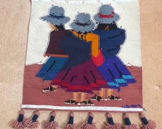 Vintage Ecuadorian Wool Wall Hanging with Three Figures