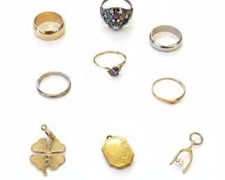 10k, 14k Gold and Sterling Silver Rings, Charm, Locket, and Pendants