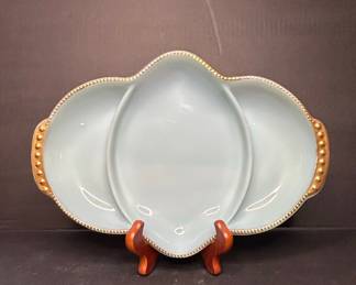 Anchor Hocking "Fire King" Delphite Blue Divided Relish Dish