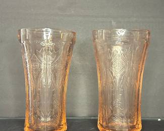 Vtg Pink Depression Glasses