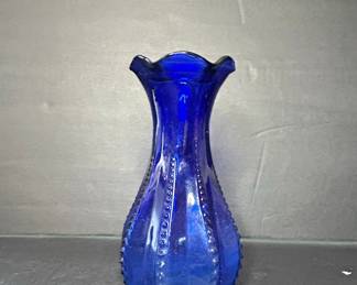 Cobalt Blue Glass "USA" Marked Star Base Vase