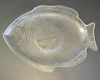 Vtg Glass Fish Platter