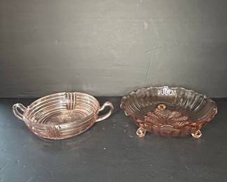 Pink Depression Glass Ashtray and Candy Dish